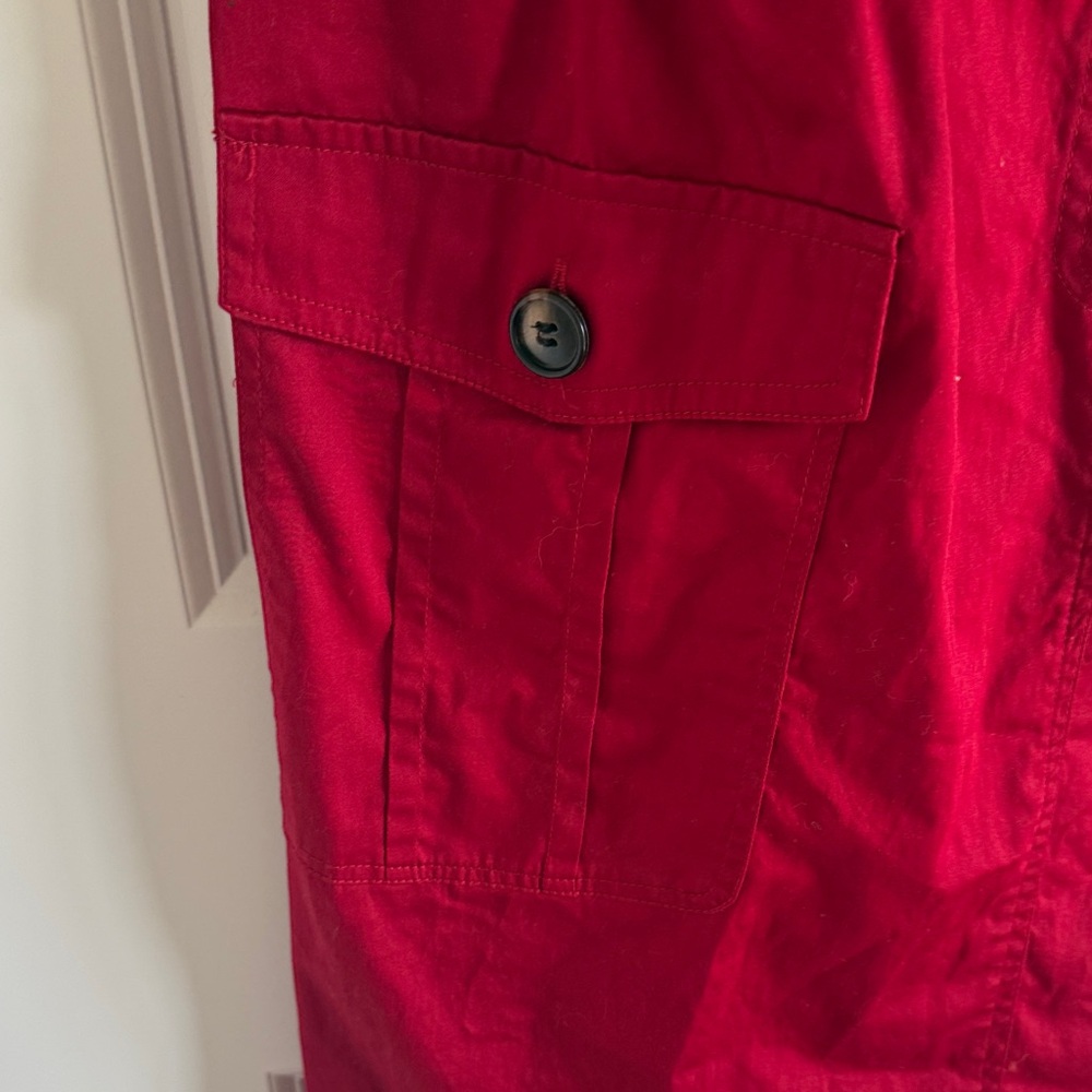 Outback Red Sleeveless Red Button-Up Cotton Safari Dress Size Small NO BELT - Picture 7 of 11